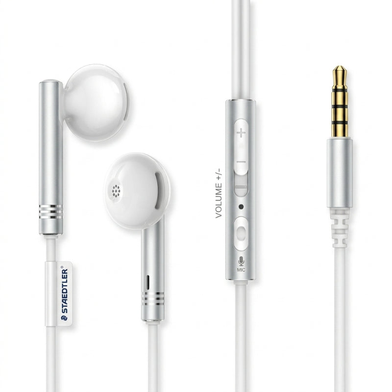 JOYROOM JR-EW06 Wired Series Half In-Ear Metal Wired Earbuds-silvery White with Pu Storage Bag