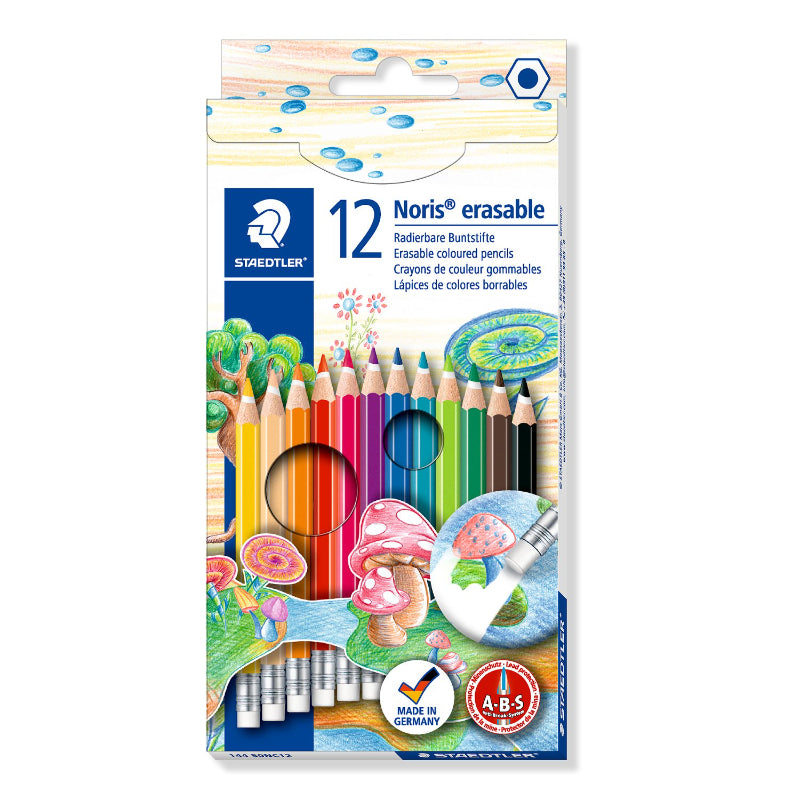 STEADTLER NORIS ERASABLE COLOURED PENCILS 12 COLOR 144 50NC12