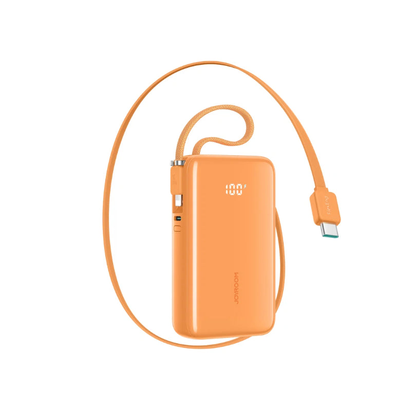 JOYROOM JR-PR2 35W Mini Power Bank with Built-in Retractable Type-C Cable & Carrying Type-C Cable 10000mAh - Orange