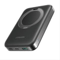 JOYROOM JR-PBM12 22. 5W Magnetic Wireless Power Bank with Ring Holder 10000mAh - Black with Type-C to Type-C 60W 0. 25m Cable - Black