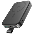 JOYROOM JR-PBM11 22. 5W Qi2 Magnetic Wireless Power Bank with Kickstand 10000mAh - Black with Type-C to Type-C 60W 0. 25m Cable - Black