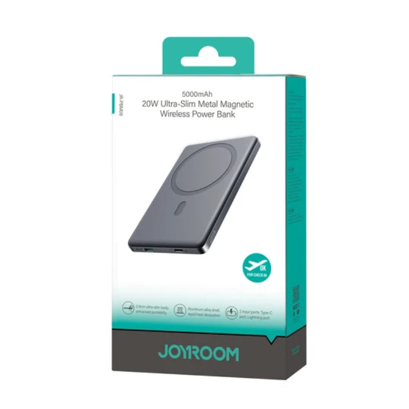 JOYROOM JR-PBM08 20W Ultra-Slim Metal Magnetic Wireless Power Bank 5000mah-space Grey