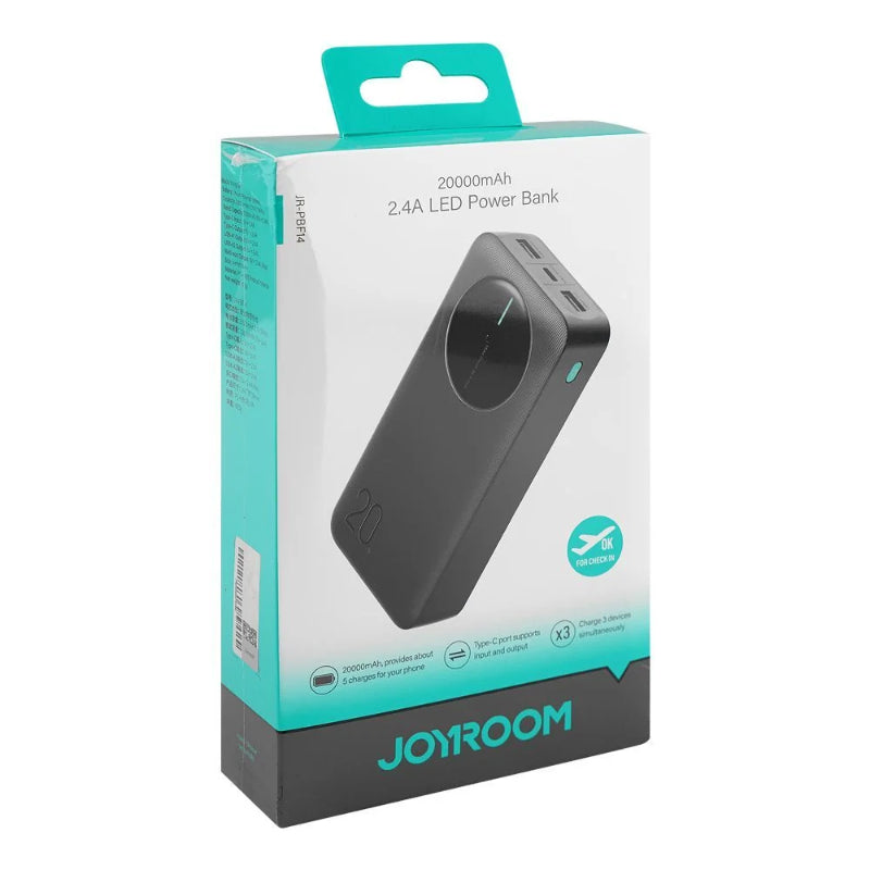 JOYROOM JR-PBF14 2. 4A LED Power Bank 20000mAh - Black T Ypec Support Input & Output