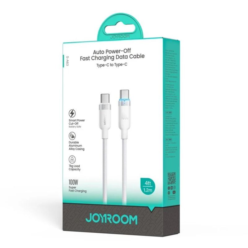JOYROOM S-A63 Starway Series 100W Auto Power-off Fast Charging Data Cable (Type-C to Type-C) 1. 2m - White
