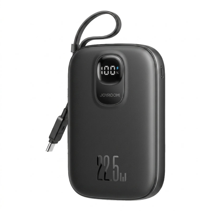 JOYROOM JR-PBF17 22. 5W Fast Charging Power Bank with Type-C Cable 10000mAh - Black (with USB to Type-C Cable 0. 25m - Black)