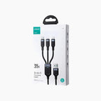 JOYROOM S-A61 Omnigo Series 3. 5A USB-A to Type-C + Lightning + Micro 3-in-1 Charging Cable 1. 2m - Black