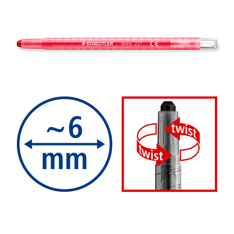 STEADTLER NORIS WACHS0TWISTER 12COLOR 221 NWP12