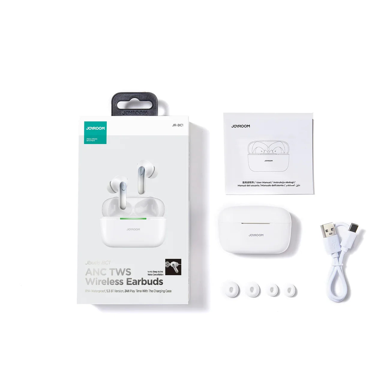 JOYROOM JR-BC1 True Wireless ANC Earbuds - White