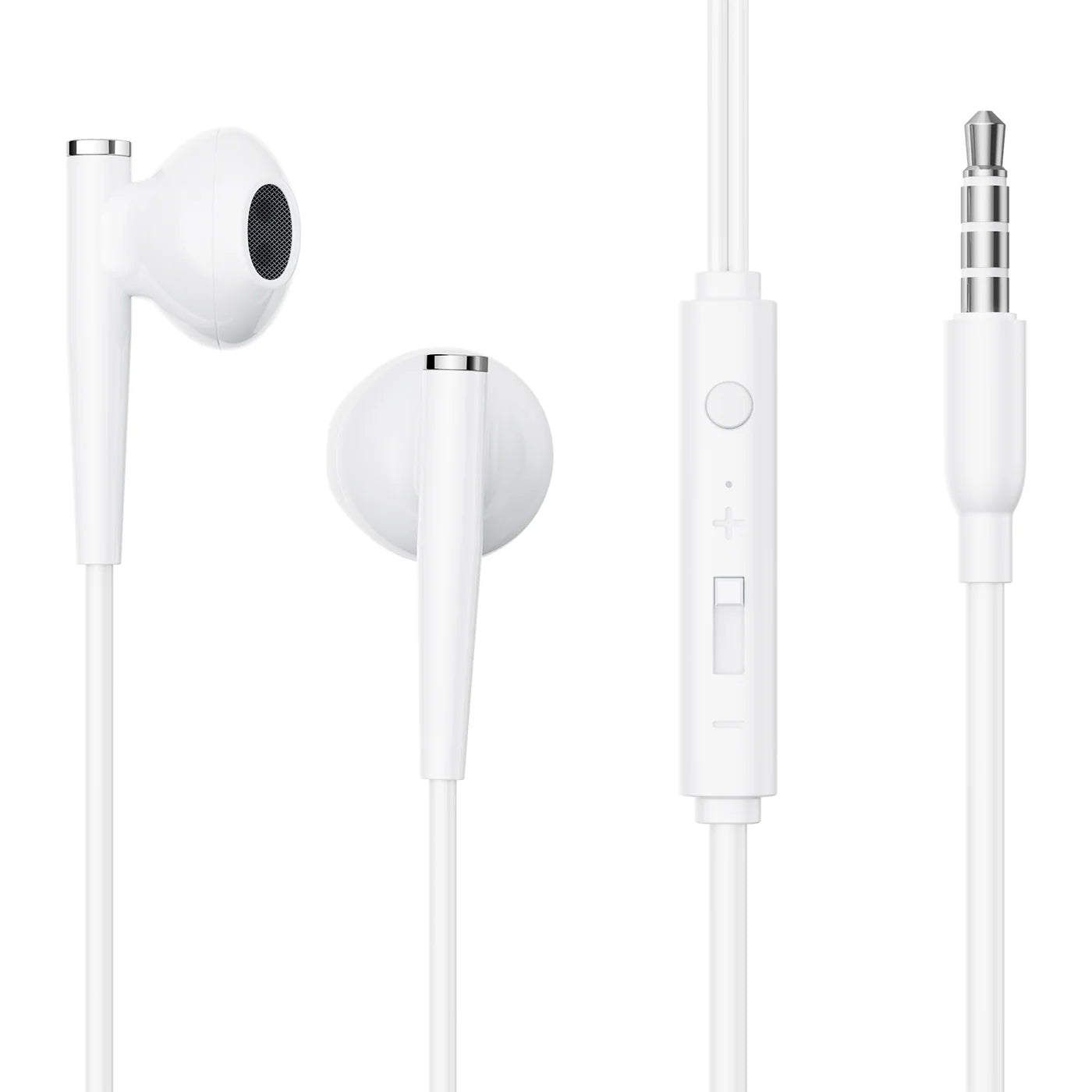 JOYROOM JR-EW04 Wired Series Half In-Ear Wired Earphones - White with Pu Storage Bag