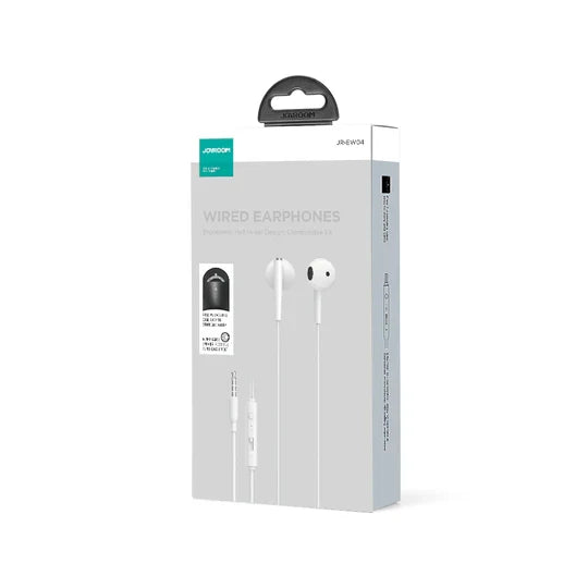 JOYROOM JR-EW04 Wired Series Half In-Ear Wired Earphones - White with Pu Storage Bag