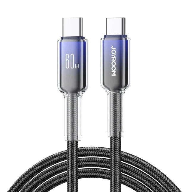 JOYROOM S-A42 Crystal-clear Series 60W Fast Charging Data Cable (Type-C to Type-C) 1. 2m - Black