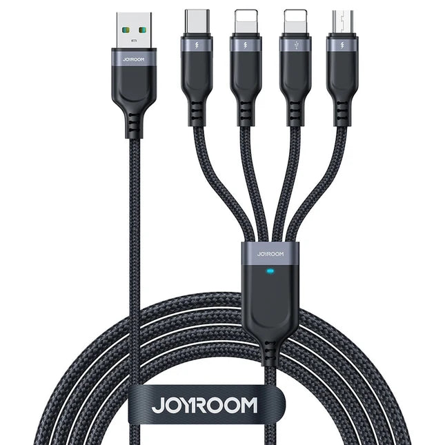 JOYROOM S-A18 Multi-use Series 3. 5A USB-A to Type-C*2 + Type-C + Micro 4-in-1 Data Cable 1. 2m - Black