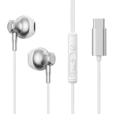 JOYROOM JR-EC07 Type-C Series Metal Half In-Ear Wired Earphones - Silver