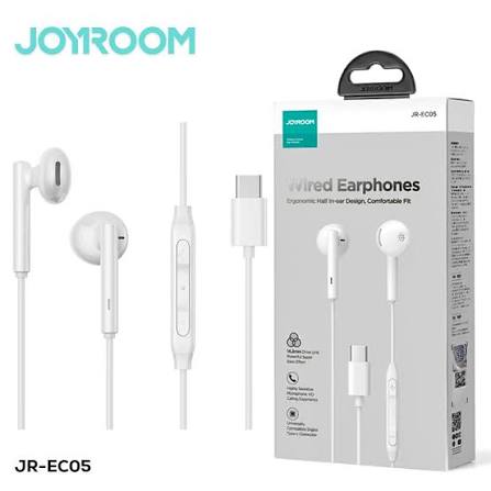 JOYROOM JR-EW05 Wired Series Half In-Ear Wired Earphones - White with Pu Storage Bag