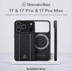 MERCEDES MAGSAFE GENUINE LEATHER CASE STAR PATTERN AND VERTICAL STRPES - BLACK /