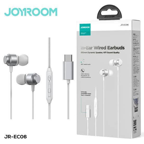 JOYROOM JR-EC06 Type-C Series In-Ear Metal Wired Earbuds - Silver