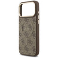 GUESS MAGSAFE 4G PU LEATHER CASE WITH CLASSIC LOGO AND GOLD METAL CAMERA FRAME