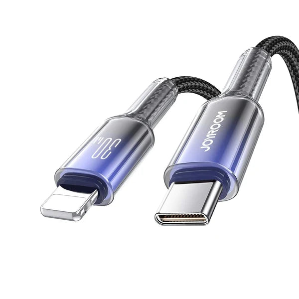JOYROOM S-A42 Crystal-clear Series 30W Fast Charging Data Cable (Type-C to Lightning) 1. 2m - Black