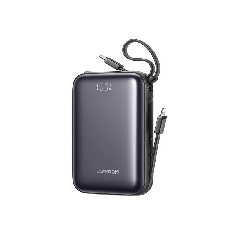 JOYROOM JR-PBF29 22. 5W Mini Power Bank with Dual Cables (Lightning & Type-C) 20000mAh - Black