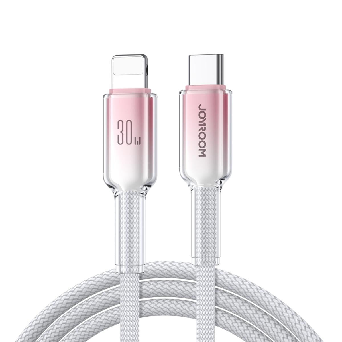 JOYROOM S-A42 Crystal-clear Series 30W Fast Charging Data Cable (Type-C to Lightning) 1. 2m - White