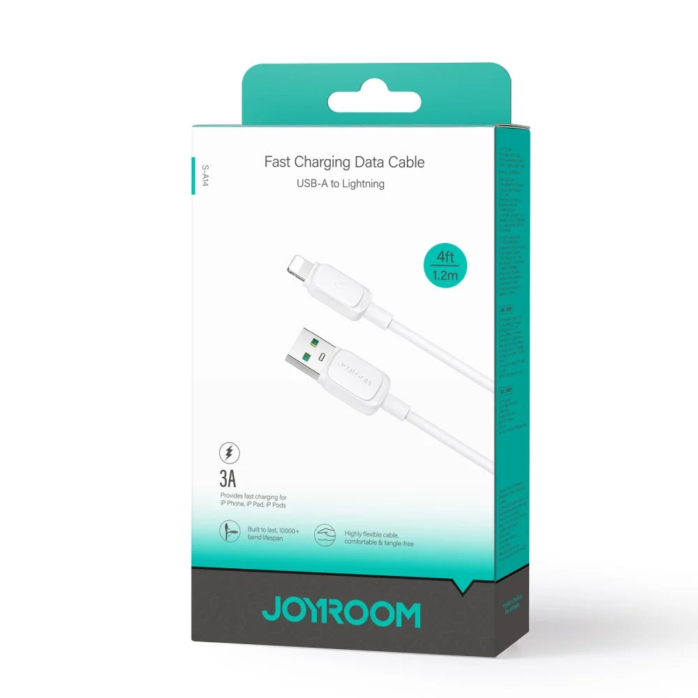 JOYROOM S-A14 Multi-color Series 3A Fast Charging Data Cable(USB-A to Lightning)1. 2m - White