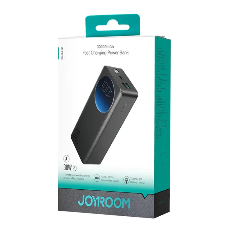 JOYROOM JR-PBF04 65W Digital Display Fast Charging Power Bank 20000mAh - Black (with Type-C to Type-C 100W 1. 2m Cable Black)
