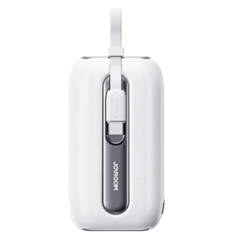 JOYROOM JR-L012 Colorful Series 22. 5W Mini Power Bank with Dual Cables 10000mAh - White with USB to Type-C 0. 25m Cable - White