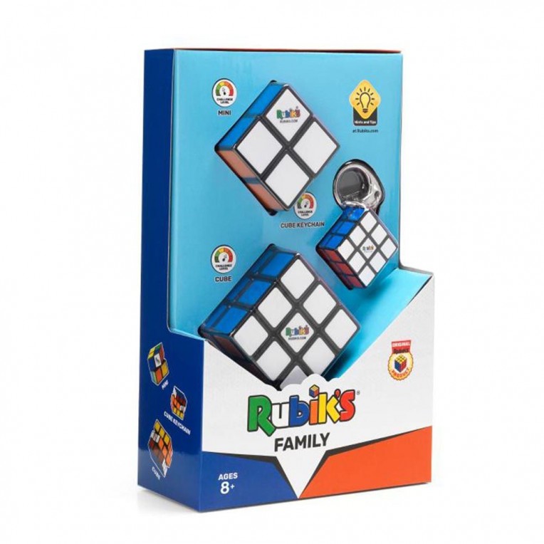 Spin Master - Rubik's Family Pack (3x3 Cube, 2x2 Cube, 3x3 Keyring Cube)