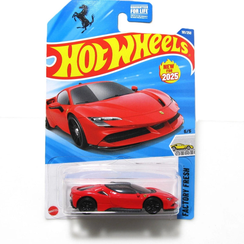 Hot Wheels Ferrari SF90 Stradale Super Sports Car - Factory Fresh 5/5 - Short Card - Red - Mattel 2025 - Licensed Model - 1:64