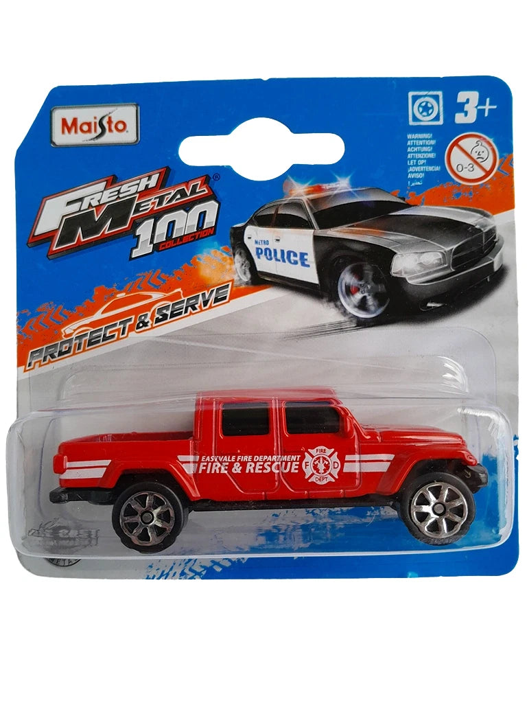 Maisto Fresh Metal 100 Collection -Jeep Gladiator Fire Rescue Red 1:64