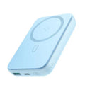 JOYROOM JR-W050 20W Magnetic Wireless Power Bank with Ring Holder 10000mAh - Blue with Type-C to Type-C 60W 0. 3m Cable - White
